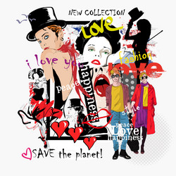 Vibrant Fashion & Freehand Collage Vector Image