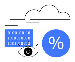 cloud computing with binary code eye icon vector image