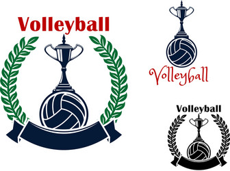 volleyball balls and trophy cups symbols Vector Image