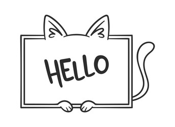 hello square frame cat design vector image
