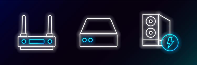 set line case of computer router and wi-fi signal vector image