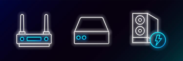 Set line case of computer router and wi-fi signal vector