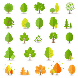 Tree collection isolated white background vector