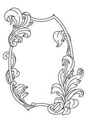 decorative floral frame in baroque style engraved vector