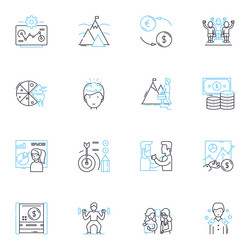growth metrics linear icons set analytics vector image