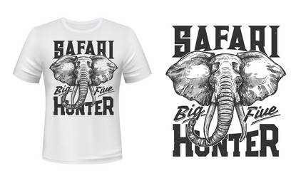 Safari Elephant Hunting T-Shirt Mockup Vector Image