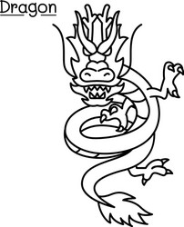 Elegant Dragon in Thin Line Art Vector Image