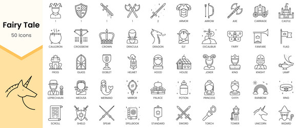 Fairy Tale Icon Set - Linear Style vector image