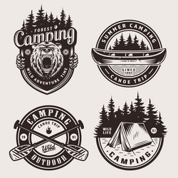 Monochrome Camping Adventure Logotypes Vector Image