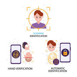 three biometric verification icons vector