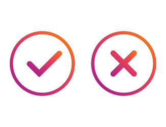 Yes and no gradient checkmarks colorful correct vector