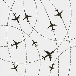 plane with dashed path lines airplane flight vector