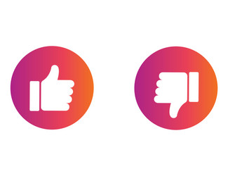 thumb up and down in colorful gradient design ok vector