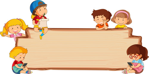 Children on empty signboard Royalty Free Vector Image