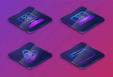 set isometric line computer with keyboard and x vector image