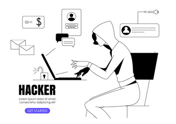 hacker phishing with laptop computer stealing vector image