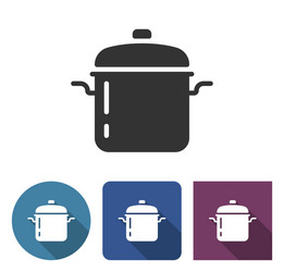 stew pan icon in different variants with long vector image
