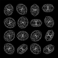 wireframe lined shapes perspective mesh 3d grid vector image