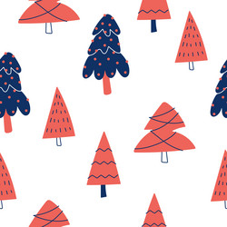 draw seamless patterns with christmas trees vector image