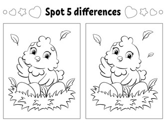 find five differences easter theme coloring page vector image