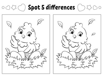 Find five differences easter theme coloring page vector