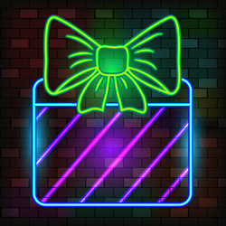 Vip neon icon gift box with bow vector