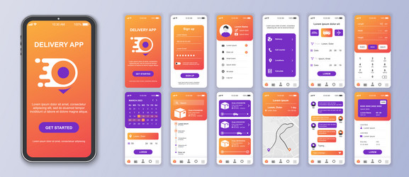 delivery mobile app interface screens template set vector image