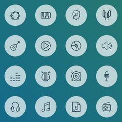 music icons line style set with keys stringed vector image