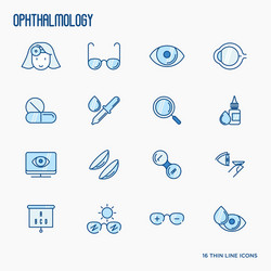 ophthalmology and vision care thin line icons vector