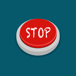 Red stop button isolated on a blue background vector