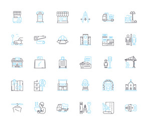 architecture linear icons set design structure vector image