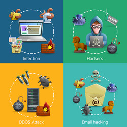 hacker cyber attack icons concept vector image