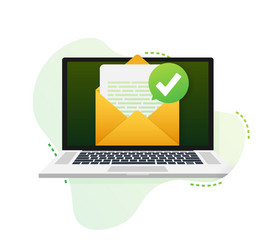 opened envelope and document with green check mark vector