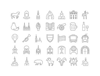 set of linear icons brno vector