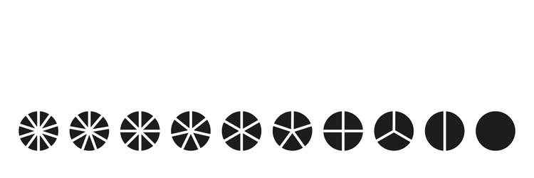 set of pie pizza charts circle division on from vector image