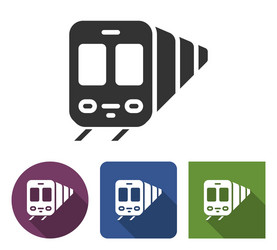 train icon in different variants with long shadow vector image