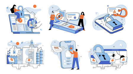 information privacy cyber security systems defend vector image
