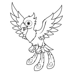 little phoenix cartoon bw vector