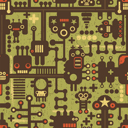 Metallic Robot Circuit Pattern vector image
