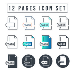 pages file format icon set 12 vector image
