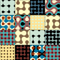 patchwork with retro geometric patterns vector