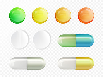 realistic drugs pills and capsules set vector