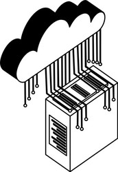 server data center with cloud computing vector image