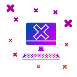 color computer with keyboard and x mark icon vector image