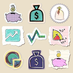 hand drawn finance emblems set isolated vector