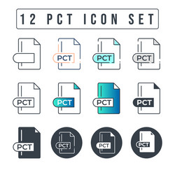 Pct file format icon set 12 vector