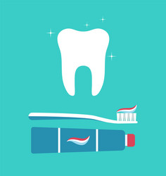 Tooth brush and paste toothbrush with toothpaste Vector Image