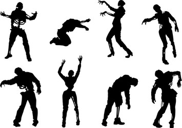 Zombie Silhouettes - Horror Set Vector Image