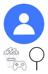 user profile icon with popcorn game controller vector image