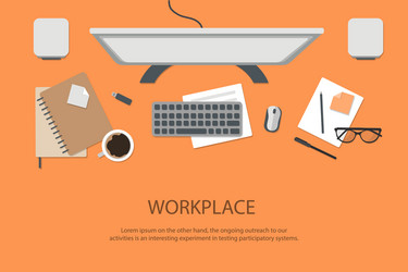 workplace desktop background top view table vector image